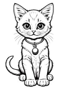 Free printable Cute Kitten with Collar Portrait