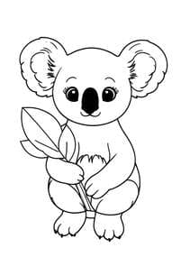 Koala Holding Eucalyptus Leaves coloring preview