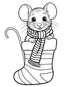 Free printable Mouse Peeking from Striped Stocking
