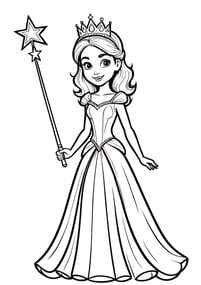 Princess with Magic Star Wand coloring preview