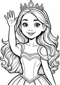 Princess Waving Happily coloring preview