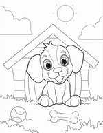 Cute Puppy in Doghouse