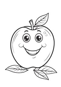 Cute Smiling Apple Character coloring preview