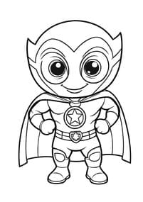 Superhero Boy with Star Cape coloring preview