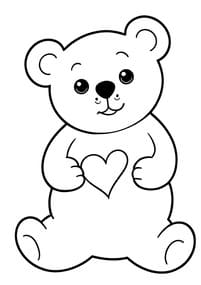 Teddy Bear Holding Heart coloring preview