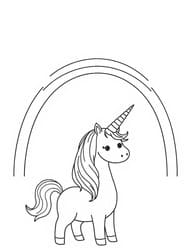 Unicorn with Rainbow and Clouds coloring preview