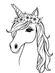 Unicorn Head with Flowers