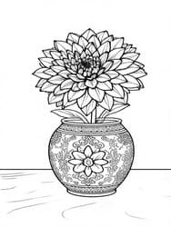 Dahlia Flower in Vase coloring preview