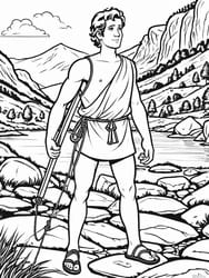 David with Sling coloring preview