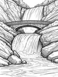 Double Waterfall in Canyon coloring preview