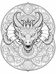 Dragon with Rose Horns coloring preview