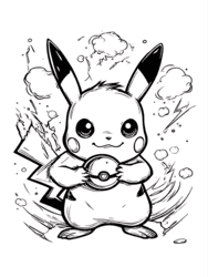 Pikachu Tossing Poké Ball coloring preview