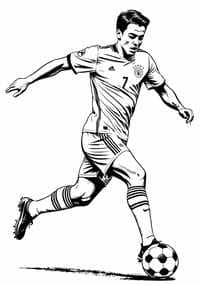 Soccer Player Dribbling Ball coloring preview