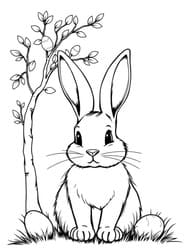 Bunny Beside Tree coloring preview