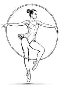Aerial Hoop Gymnast Performing coloring preview