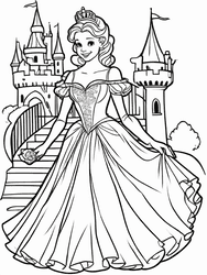 Cinderella at Castle Gates coloring preview