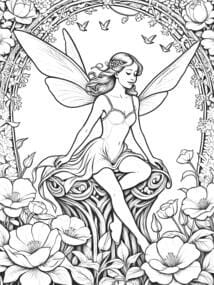 Fairy with Delicate Wings in Garden coloring preview