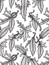 Feathers with Leaf Vines coloring preview