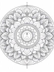 Elegant Layered Leaves Mandala Printable Page
