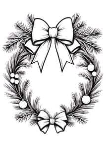 Pine Wreath with Double Bows Printable Page