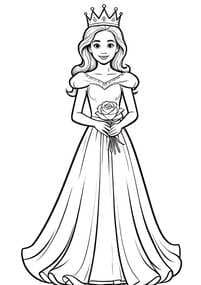 Elegant Princess with Rose coloring preview
