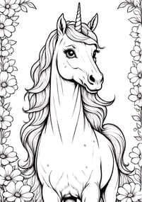 Elegant Unicorn Portrait coloring preview