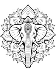 Sacred Elephant Ganesha-Style coloring preview