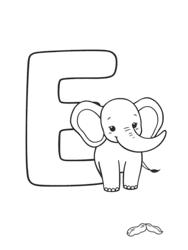 Elephant Trumpeting by Letter E coloring preview