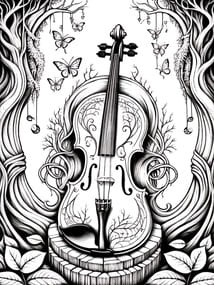 Violin Growing from Tree Printable Page