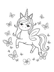 Winged Unicorn with Butterflies