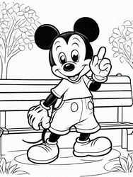 Mickey Mouse Gesturing in Park coloring preview