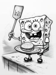 SpongeBob Flipping Krabby Patty coloring preview