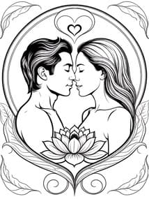 Eternal Love Couple with Lotus Heart Printable Page