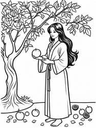 Eve Offering Apple from Tree coloring preview