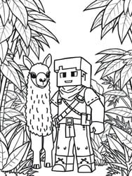 Exotic Llama with Jungle Explorer Printable Page