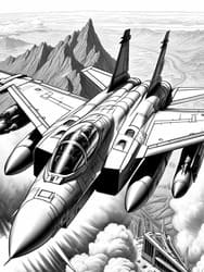 F-14 Tomcat Over Mountain Peaks coloring preview