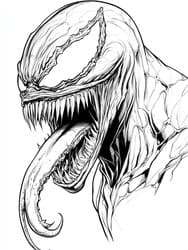 Venom Symbiote Face Close-Up coloring preview