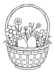 Easter Basket with Flowers and Eggs