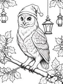 Free printable Owl in Nightcap with Holly