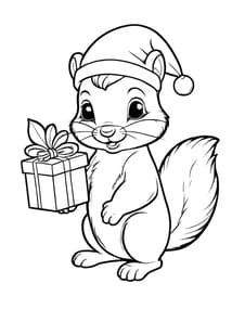 Squirrel Holding Wrapped Present Coloring Page