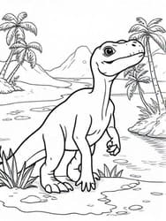 Iguanodon Among Vines and Trees coloring preview