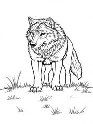 Wolf with Fur and Grass Base coloring preview