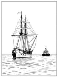 Fighting Temeraire Towed by Tugboat coloring preview