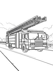 Fire Truck on Highway Printable Page