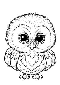 Fluffy Baby Owl Face Detailed coloring preview