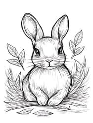 Bunny Surrounded by Falling Leaves coloring preview