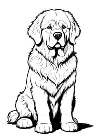 Fluffy Saint Bernard Dog Portrait coloring preview