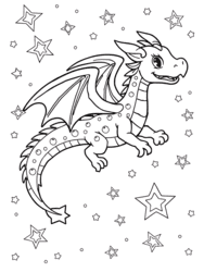 Dragon Soaring in Starry Sky coloring preview