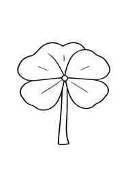 Simple Four-Leaf Clover on Stem coloring preview