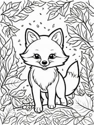 Fox Framed by Falling Leaves coloring preview